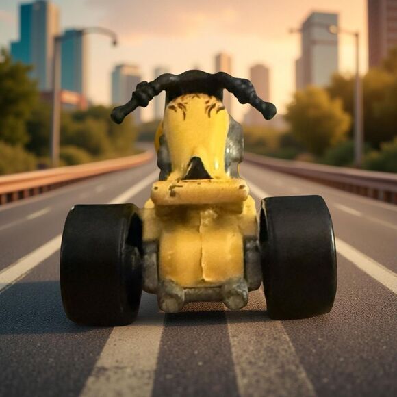 2012 Mattel HOTWHEELS Stunt Yellow 3 Wheel Diecast Motorcycle Blastous 1:64 - Picture 8 of 8